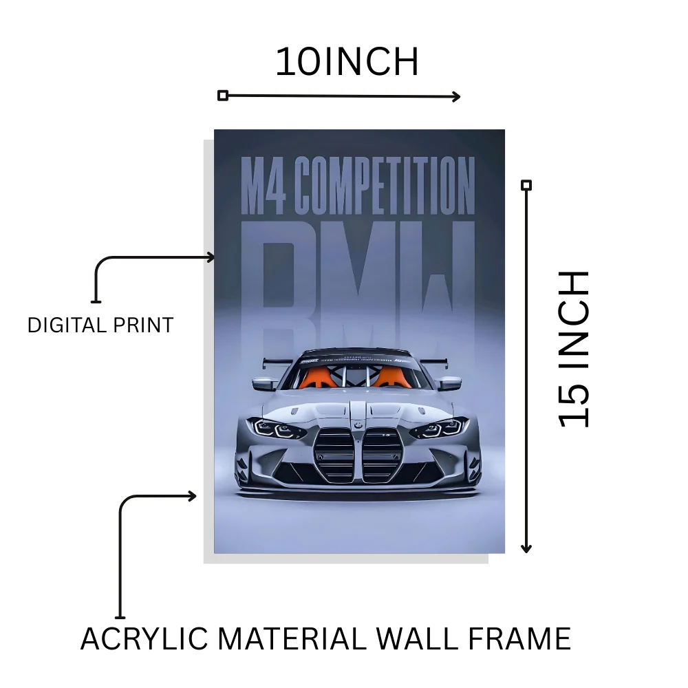 Djane Studio Car Acrylic Wall Frame | Luxury Car Wall Frame for Living Room, Bedroom, Office & Gaming Room | Modern Home Décor | Pack of 1 | Size 15x10 Inch